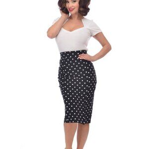 NWT Med/Lg Rocksteady Retro Rockabilly Pinup Polka Dot Pencil Skirt